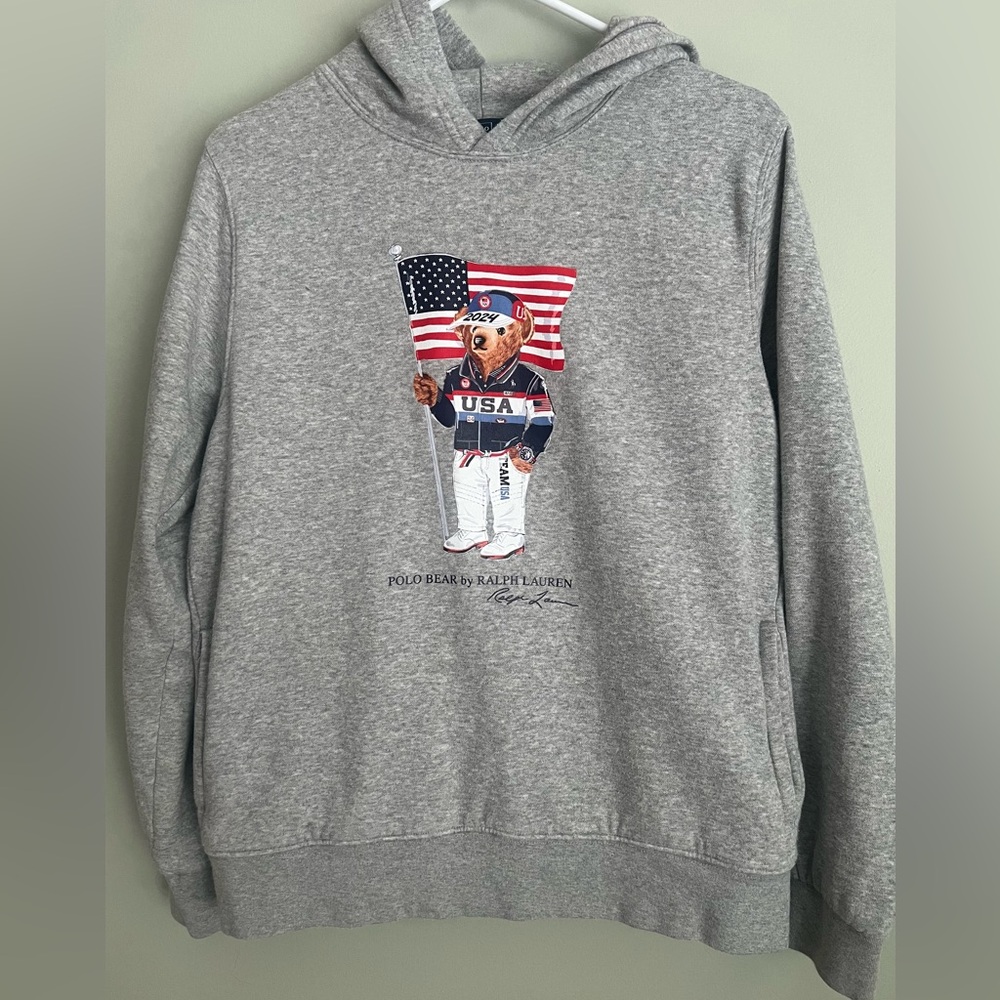 Polo by Ralph Lauren Gray Bear USA Olympic Team Hoodie Kids XL